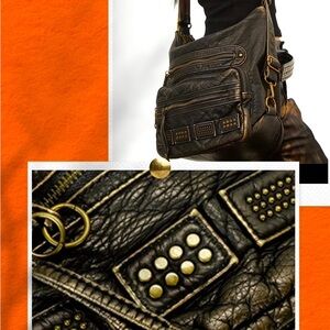 🆕 Chic Vintage Rivet Tote Bag for Women - Spacious Multi-Pocket Crossbody